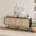 Decortieliving - Joji Modern Sideboard Console Unit - Silky Black and Oak