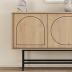 Decortieliving - Joji Modern Sideboard Console Unit - Silky Black and Oak