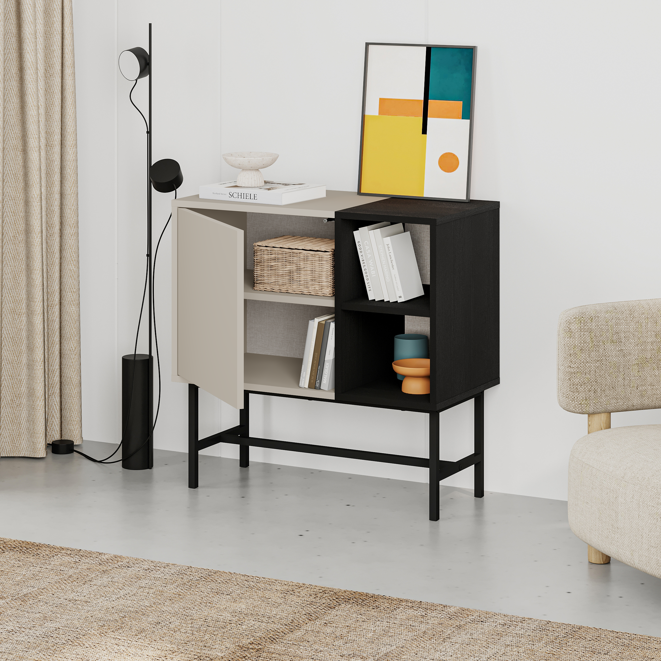 Console Mona Mini avec Rangement et Étagères