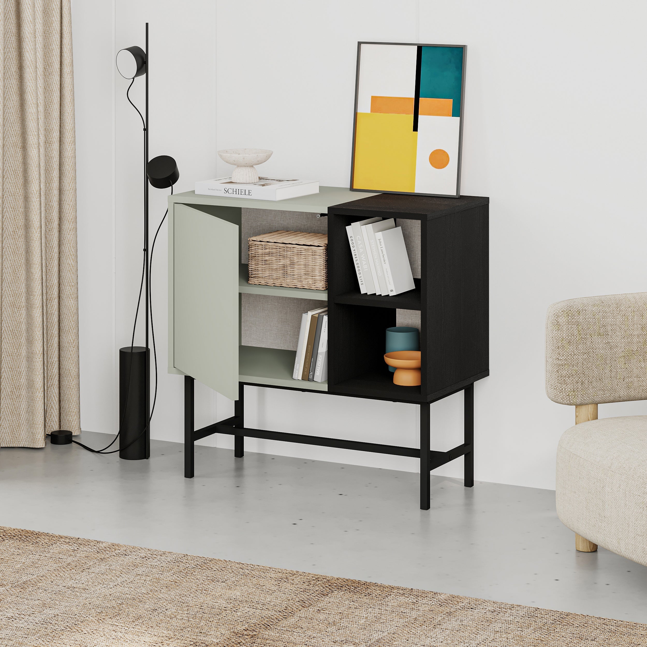Console Mona Mini avec Rangement et Étagères