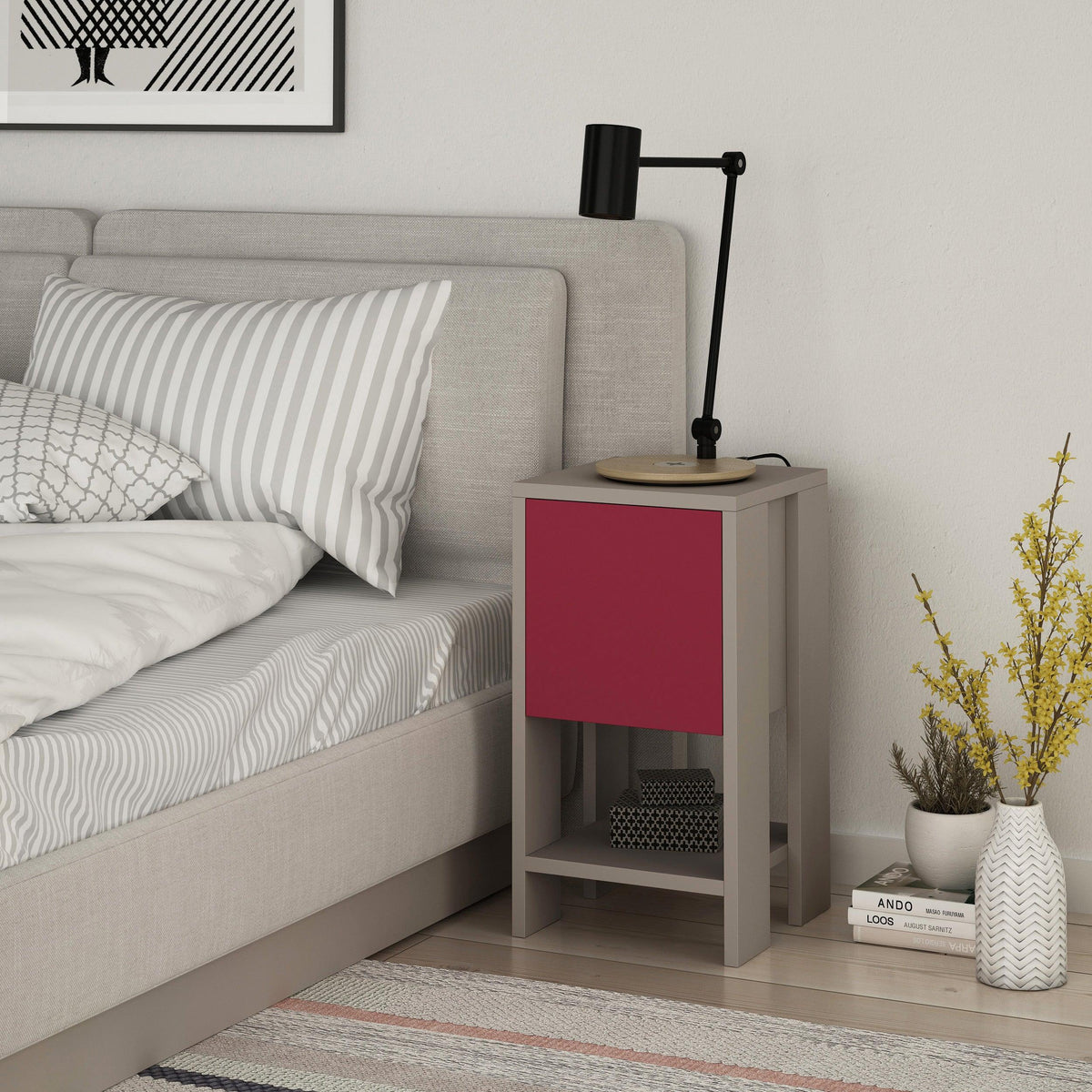 Decortieliving - Ema Modern Bedside Table Bedroom Furniture 30cm Width