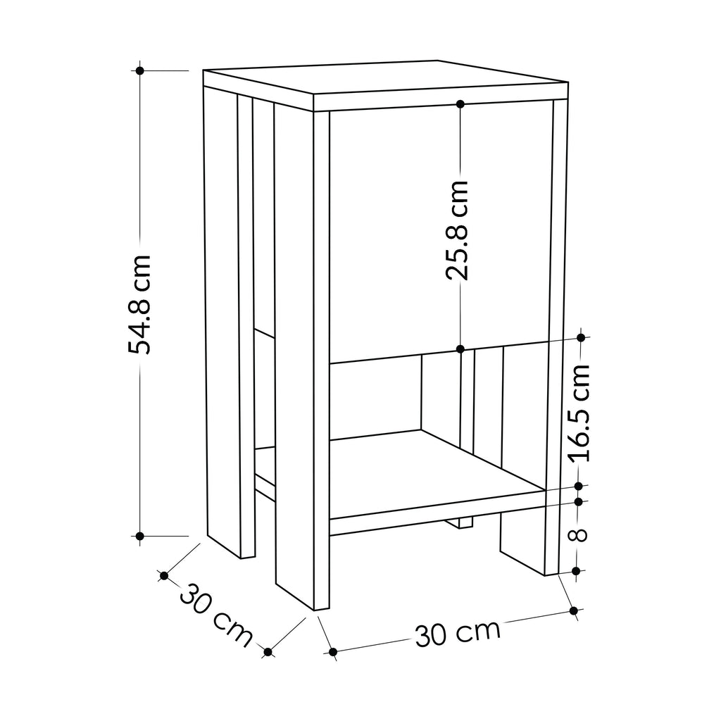 Decortieliving - Ema Modern Bedside Table Bedroom Furniture 30cm Width