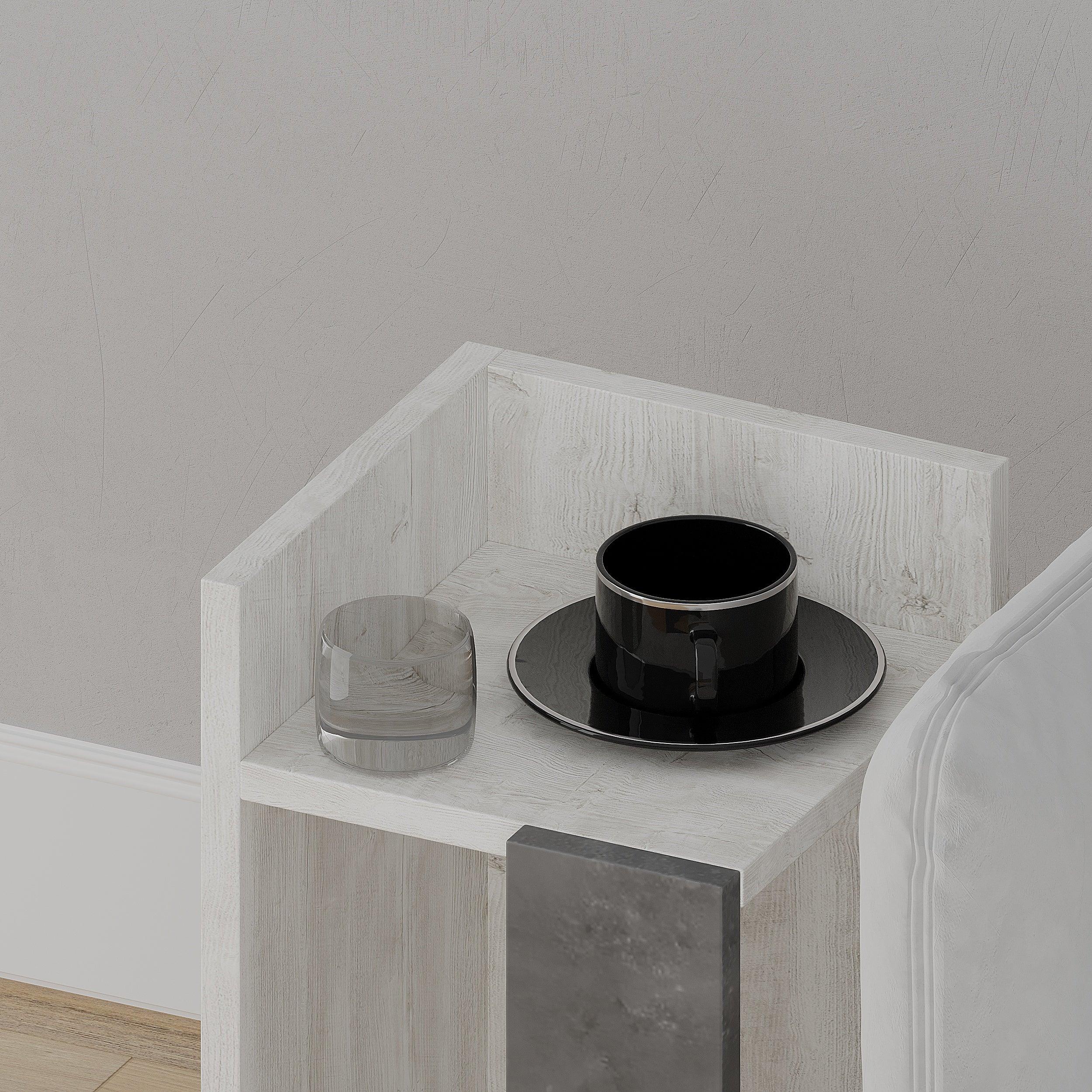 Decortieliving - Elos Modern Bedside Table Left Module 25cm Narrow