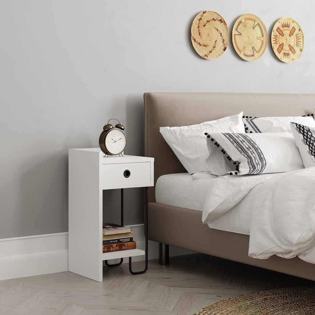 Decortieliving - Sirius Modern Bedside Table Left Module Width Bedroom Furniture 32cm