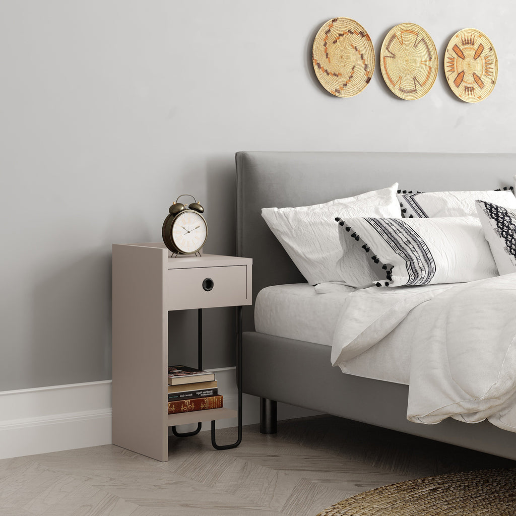 Decortieliving - Sirius Modern Bedside Table Left Module Width Bedroom Furniture 32cm