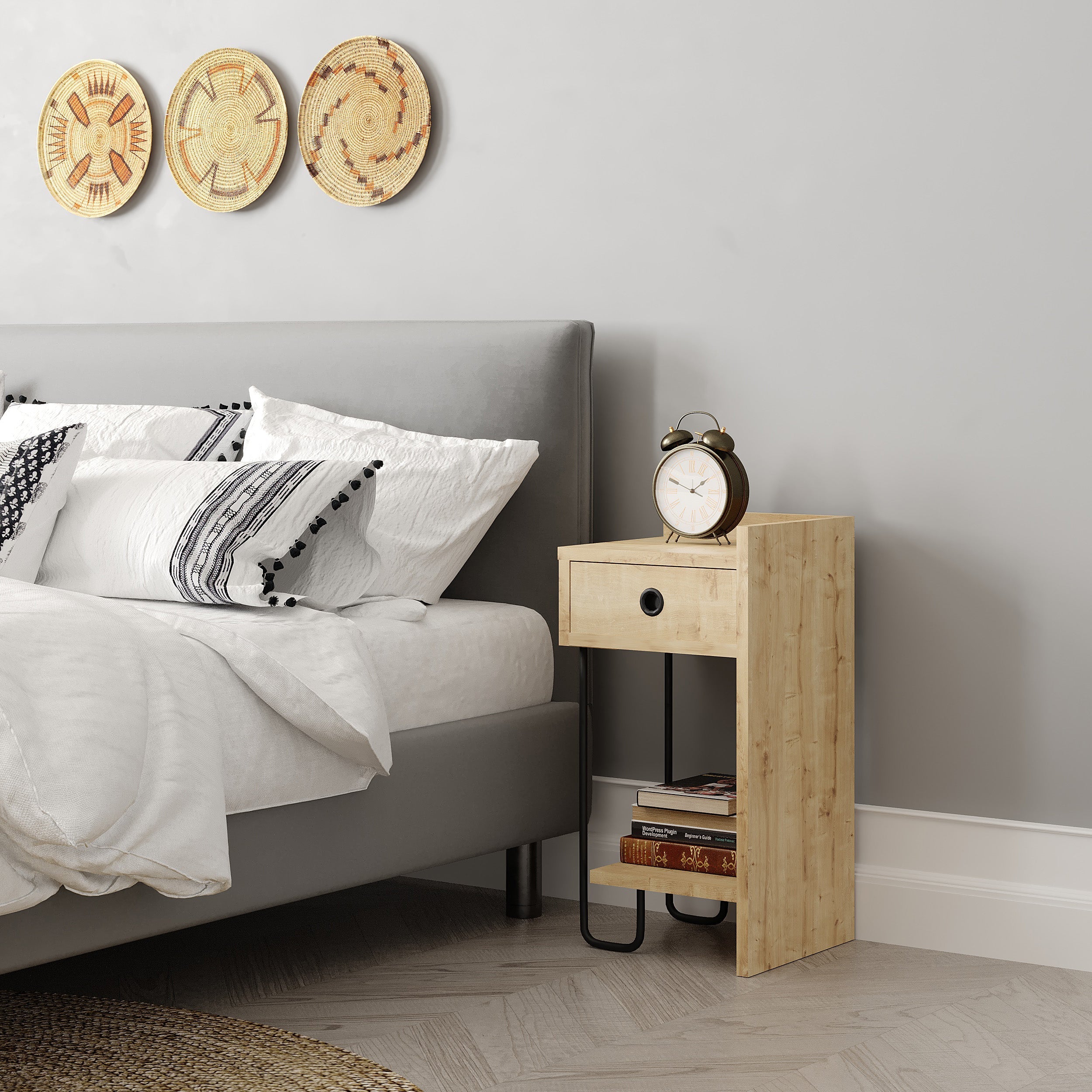 Decortieliving - Sirius Modern Bedside Table Right Module Bedroom Furniture W 32cm