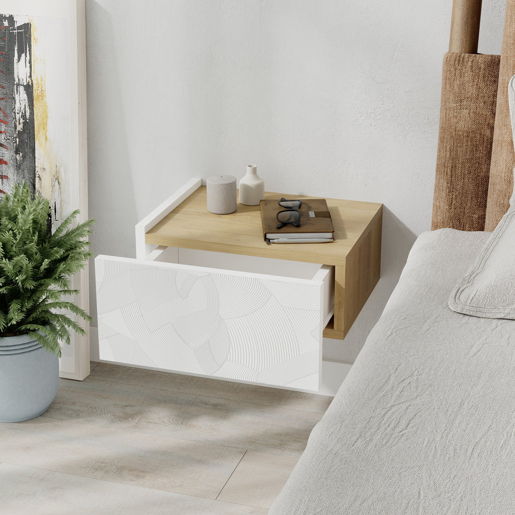 Table de chevet murale Onda avec tiroir et LED