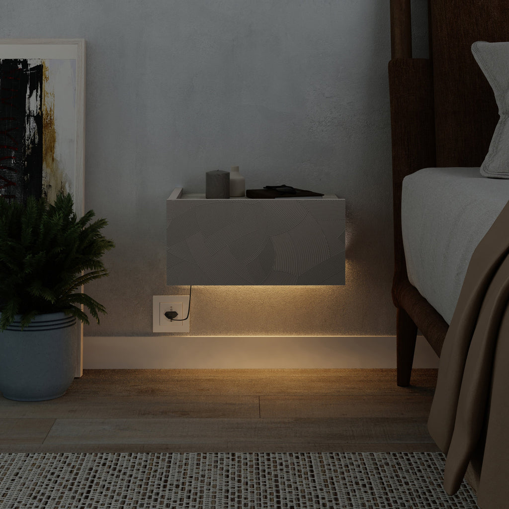 Table de chevet murale Onda avec tiroir et LED