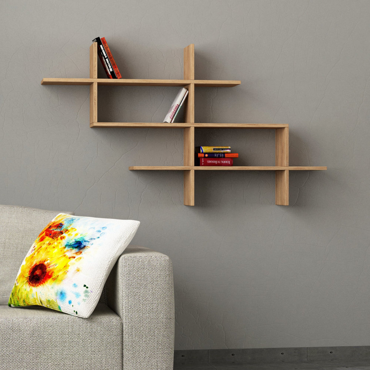 Decortieliving - Halic Wall Mounted Modern Bookcase Display Unit W 150cm