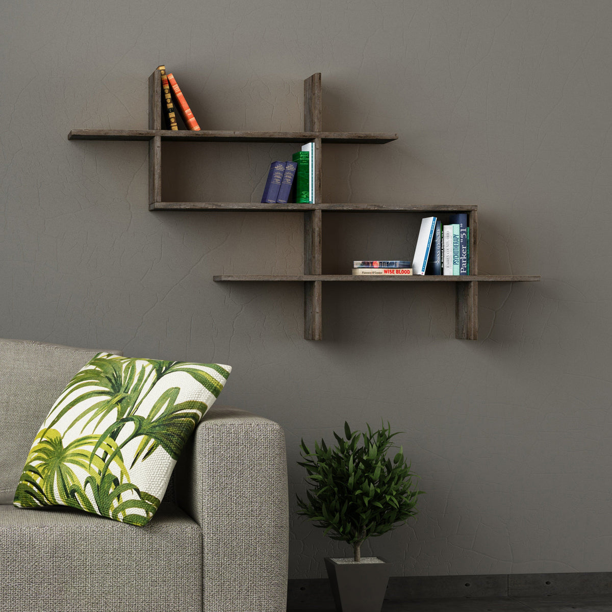 Decortieliving - Halic Wall Mounted Modern Bookcase Display Unit W 150cm