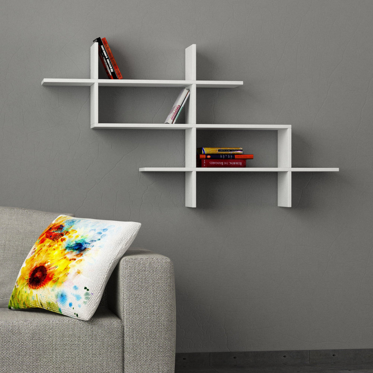 Decortieliving - Halic Wall Mounted Modern Bookcase Display Unit W 150cm