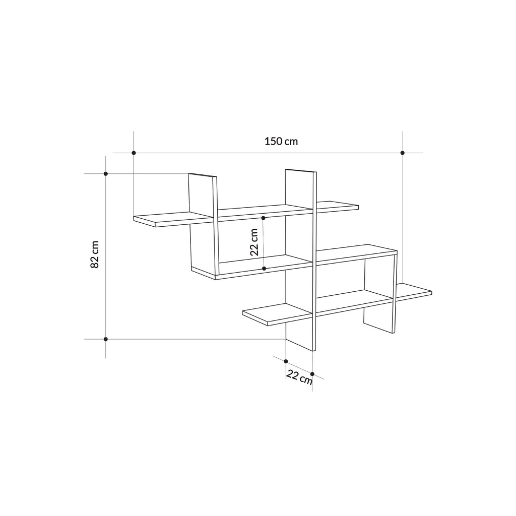 Decortieliving - Halic Wall Mounted Modern Bookcase Display Unit W 150cm