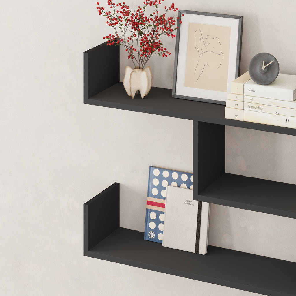 Decortieliving - Tibet Wall Shelf Unit – 119 cm Modern Floating Bookcase