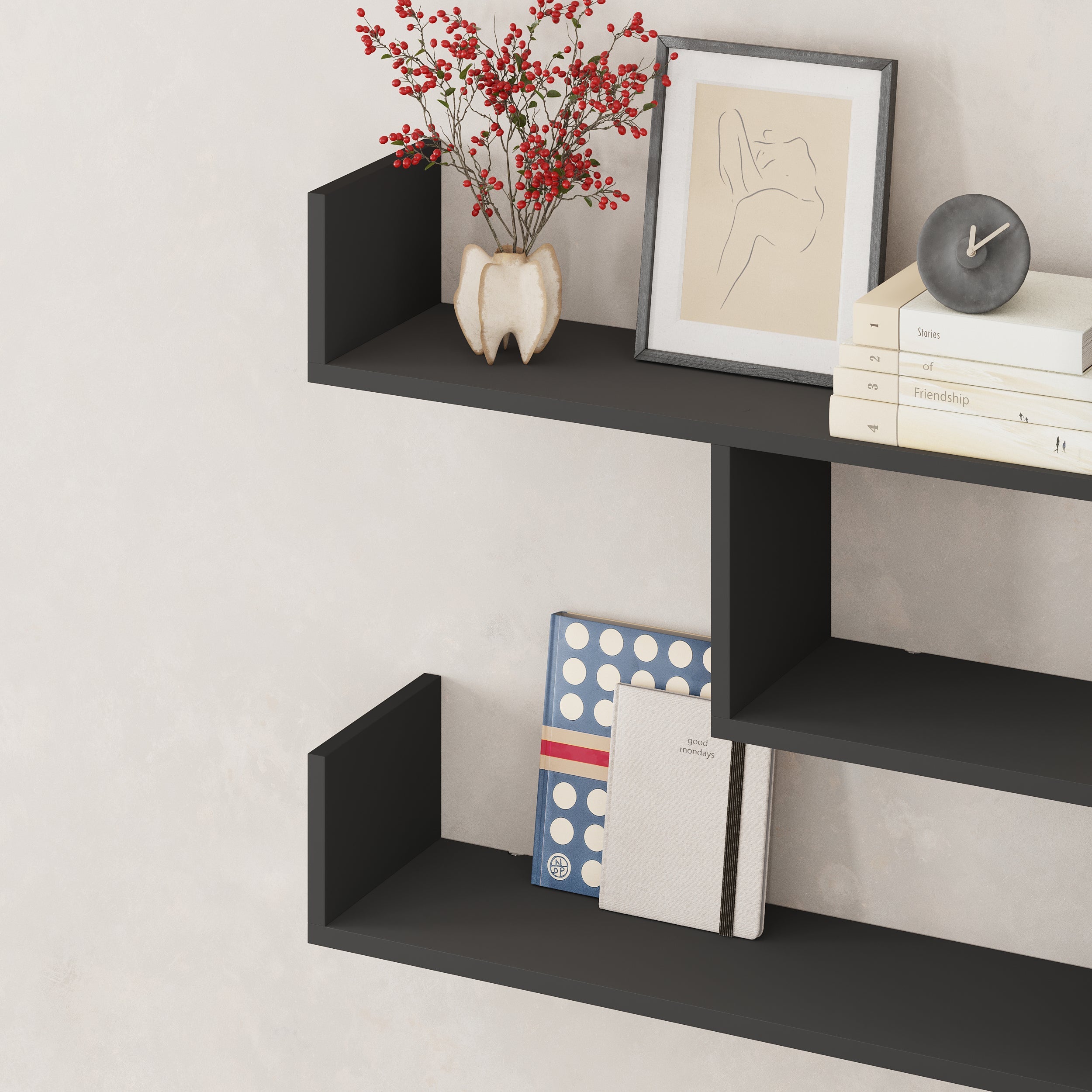 Decortieliving - Tibet Wall Shelf Unit – 119 cm Modern Floating Bookcase