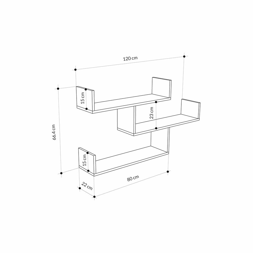 Decortieliving - Tibet Wall Shelf Unit – 119 cm Modern Floating Bookcase