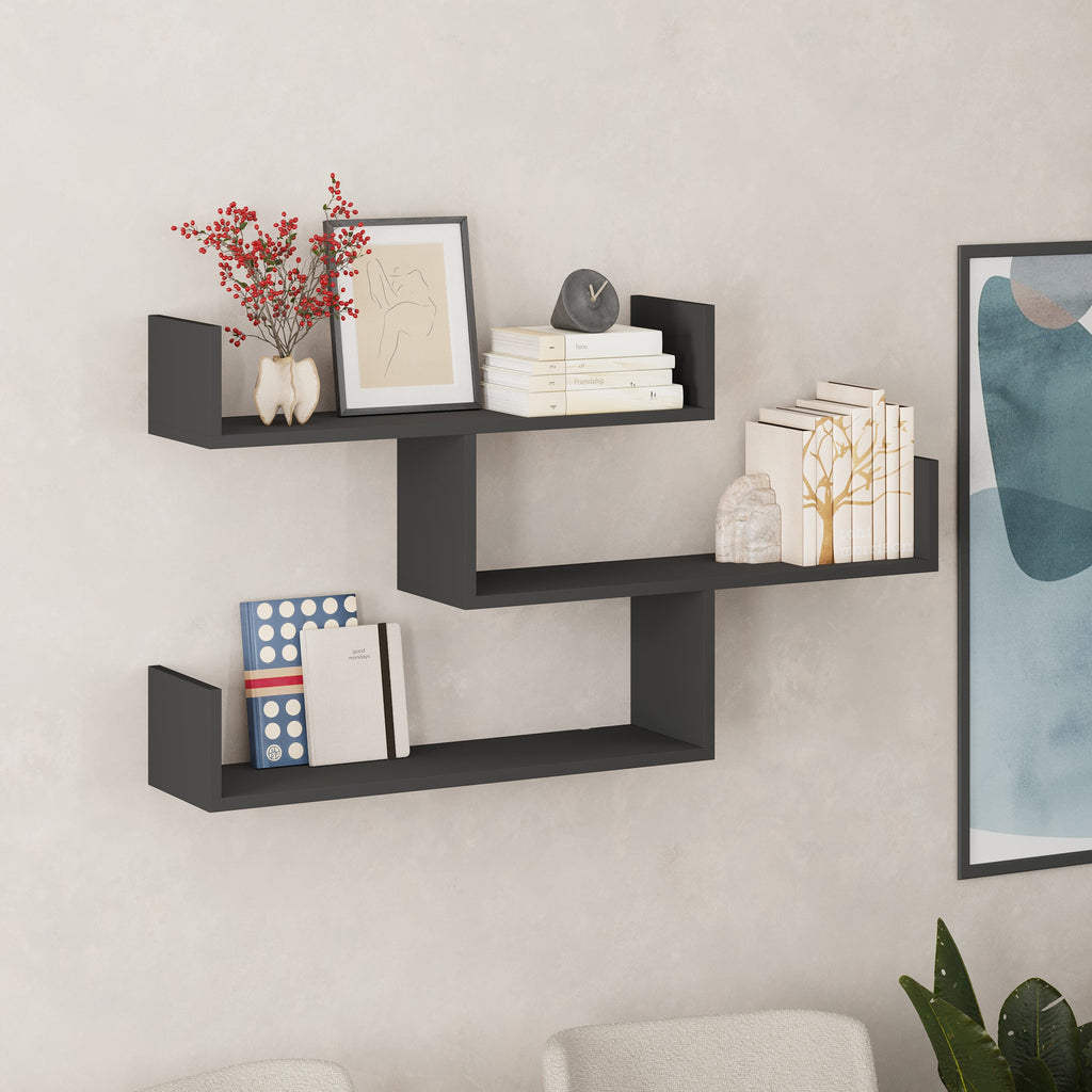 Decortieliving - Tibet Wall Shelf Unit – 119 cm Modern Floating Bookcase