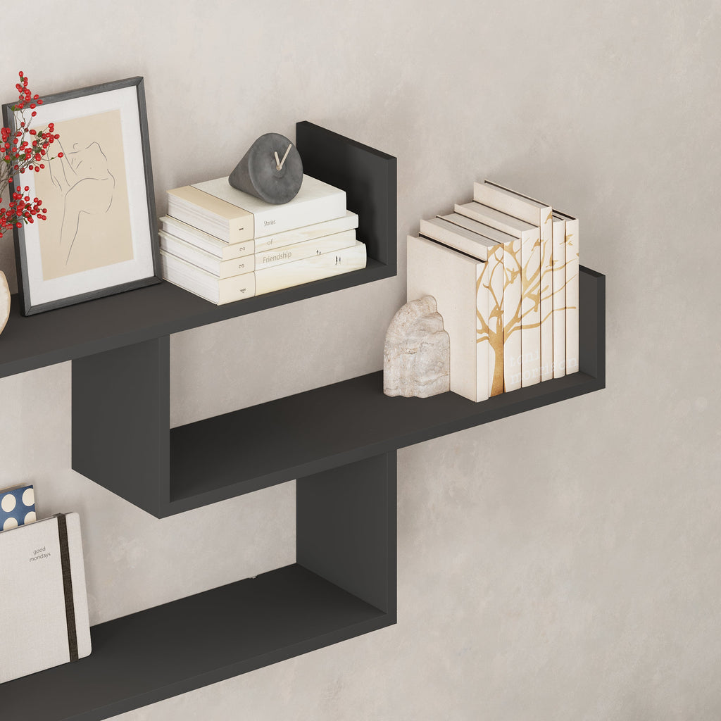 Decortieliving - Tibet Wall Shelf Unit – 119 cm Modern Floating Bookcase