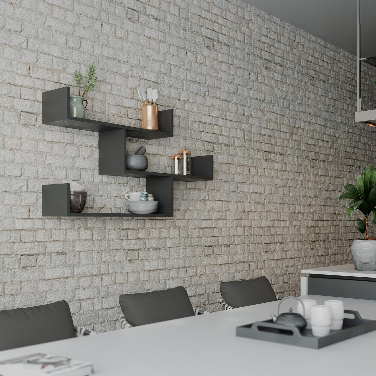 Decortieliving - Tibet Wall Shelf Unit – 119 cm Modern Floating Bookcase