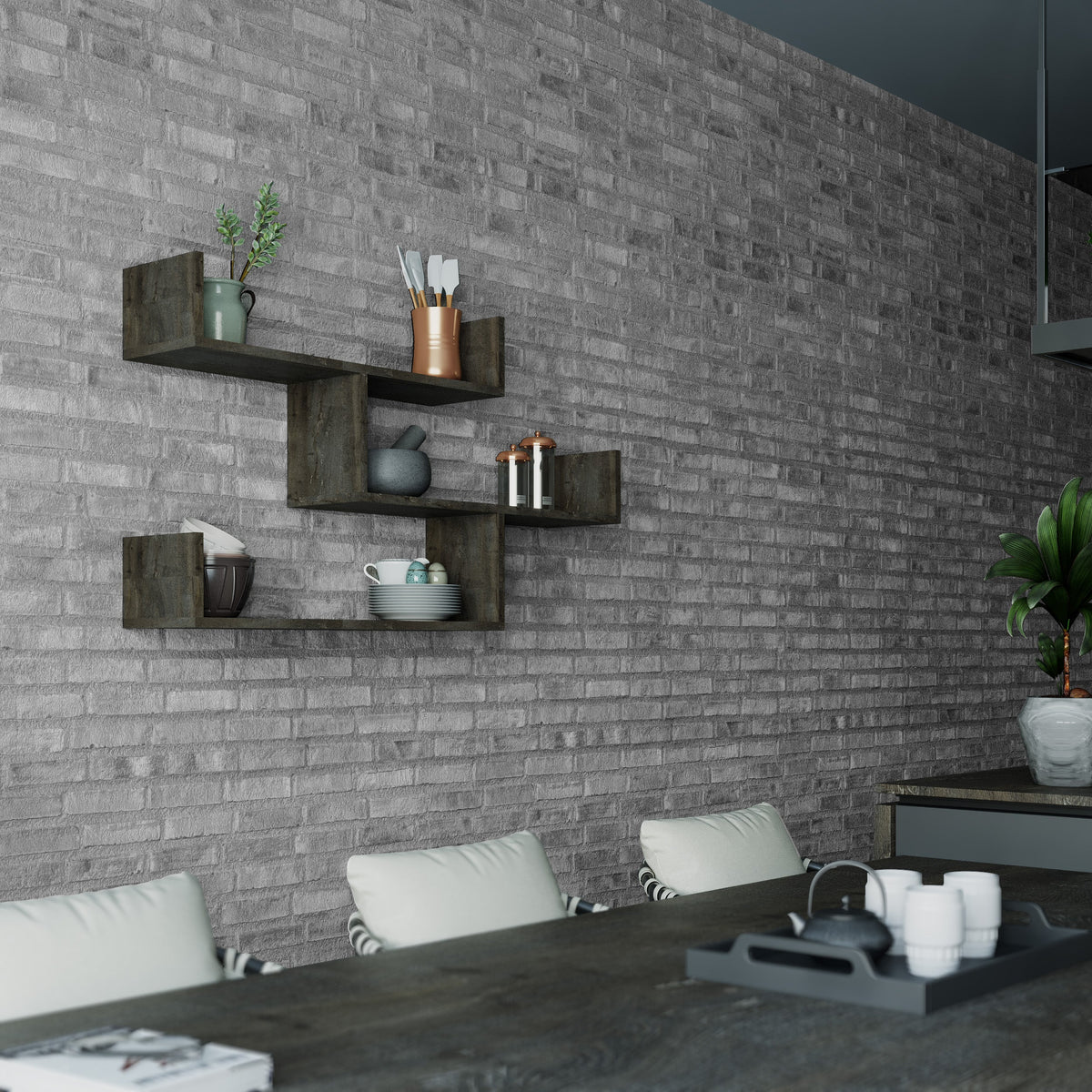 Decortieliving - Tibet Wall Shelf Unit – 119 cm Modern Floating Bookcase