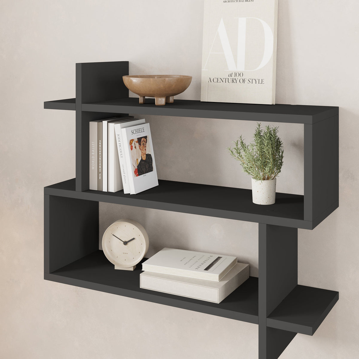 Decortieliving - Paralel Wall Mounted Modern Bookcase Display Unit Medium W 70 cm