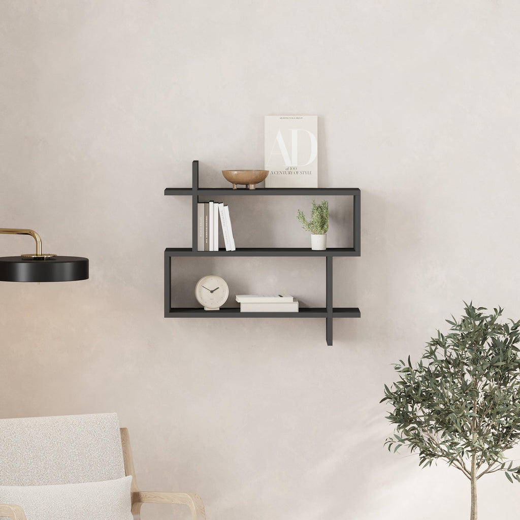 Decortieliving - Paralel Wall Mounted Modern Bookcase Display Unit Medium W 70 cm