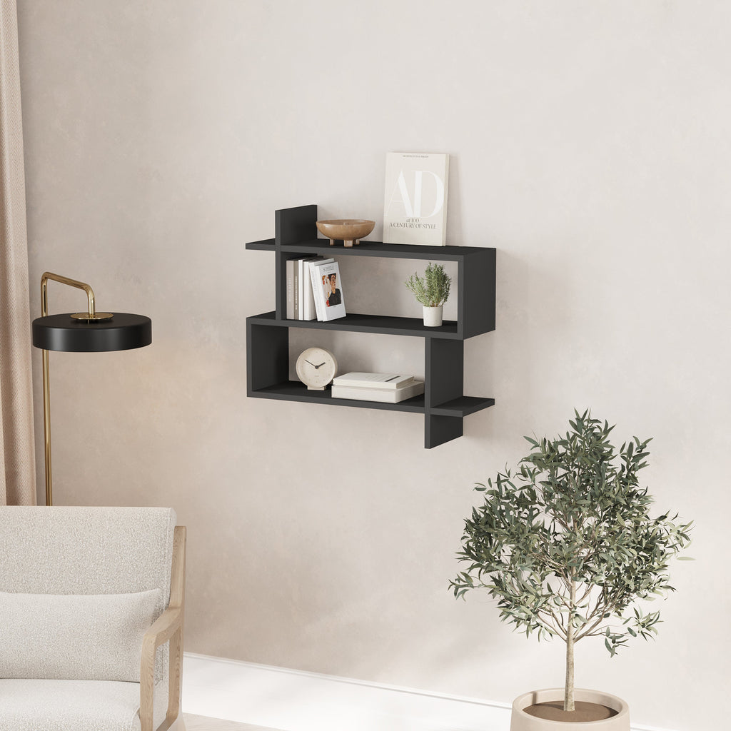 Decortieliving - Paralel Wall Mounted Modern Bookcase Display Unit Medium W 70 cm