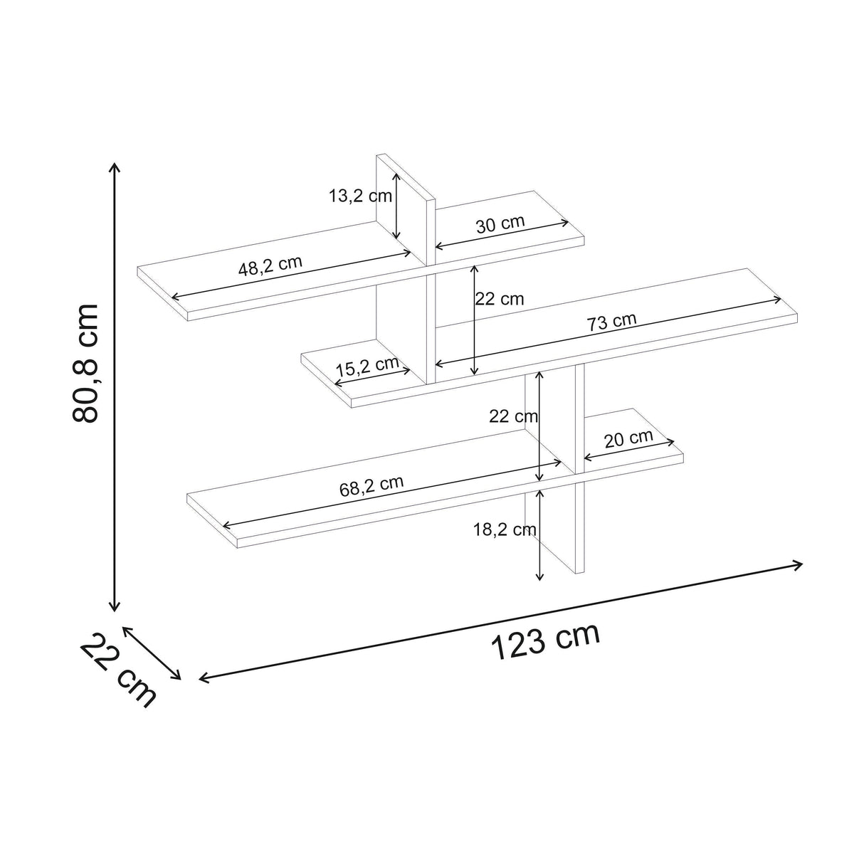 Decortieliving - Leo Modern Floating Shelf Tall 80.5cm