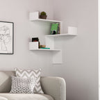 Decortieliving - Luksa Corner Wall Mounted Modern Bookcase Display Unit Medium W 60cm