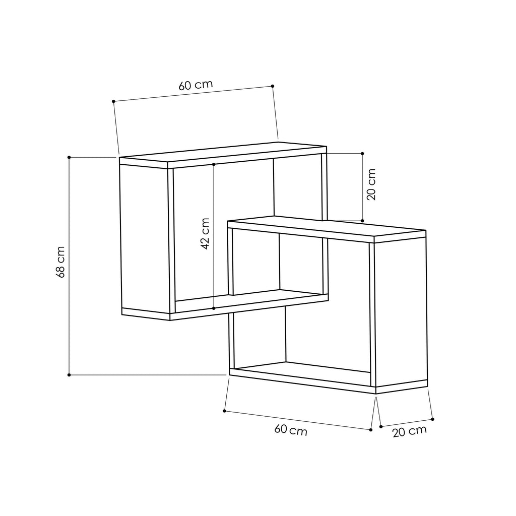 Decortieliving - Ring Corner Wall Mounted Modern Bookcase Display Unit W 60cm