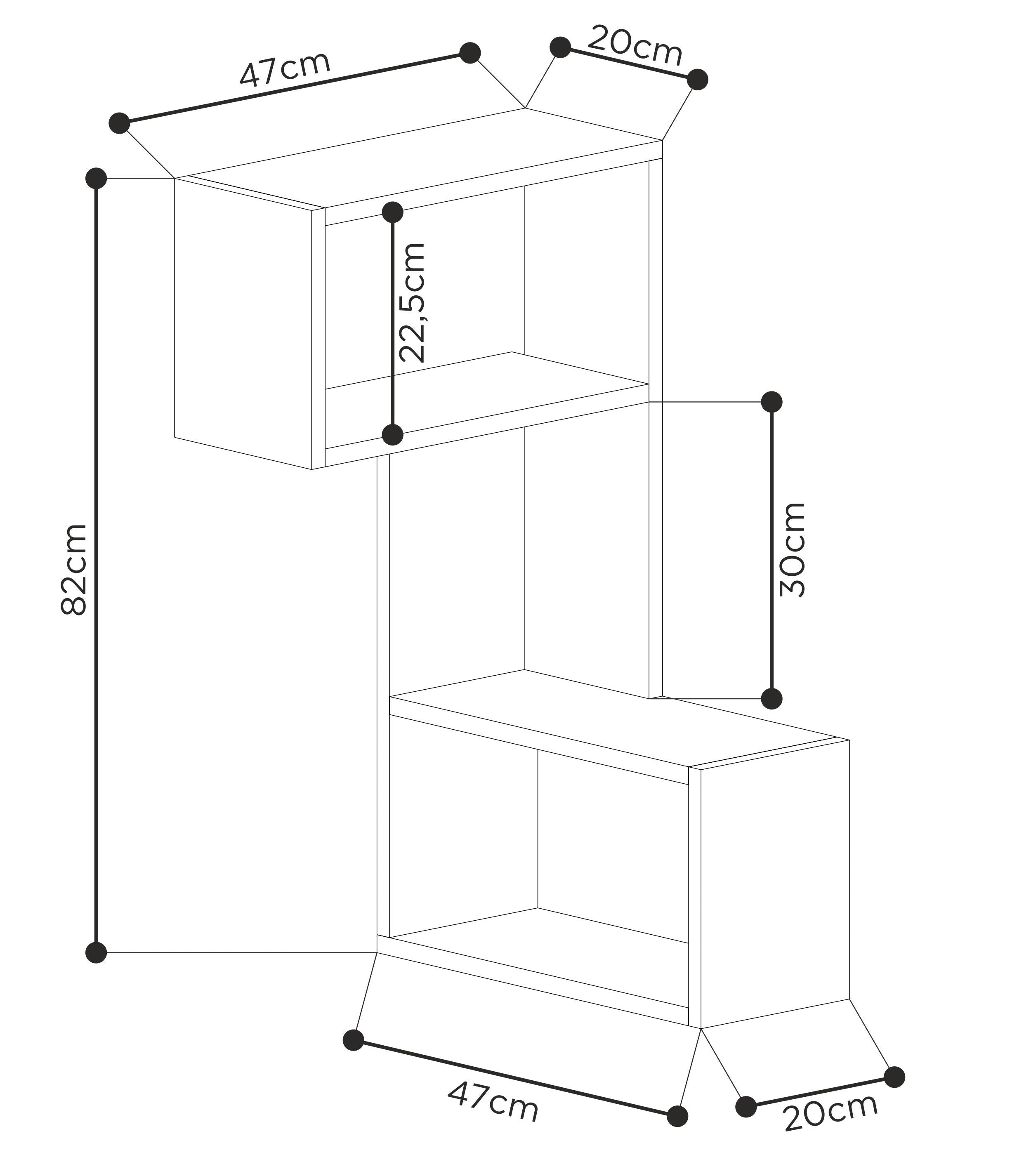 Decortieliving - Part Modern Corner Shelf Narrow 82cm