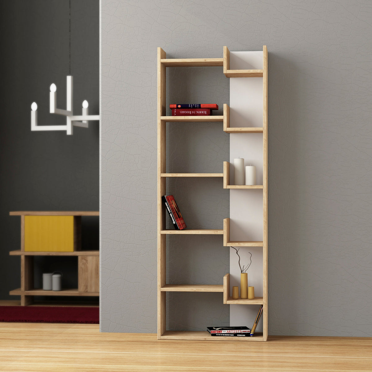 Decortieliving - Oppa Modern Bookcase Display Unit Tall 162.4cm