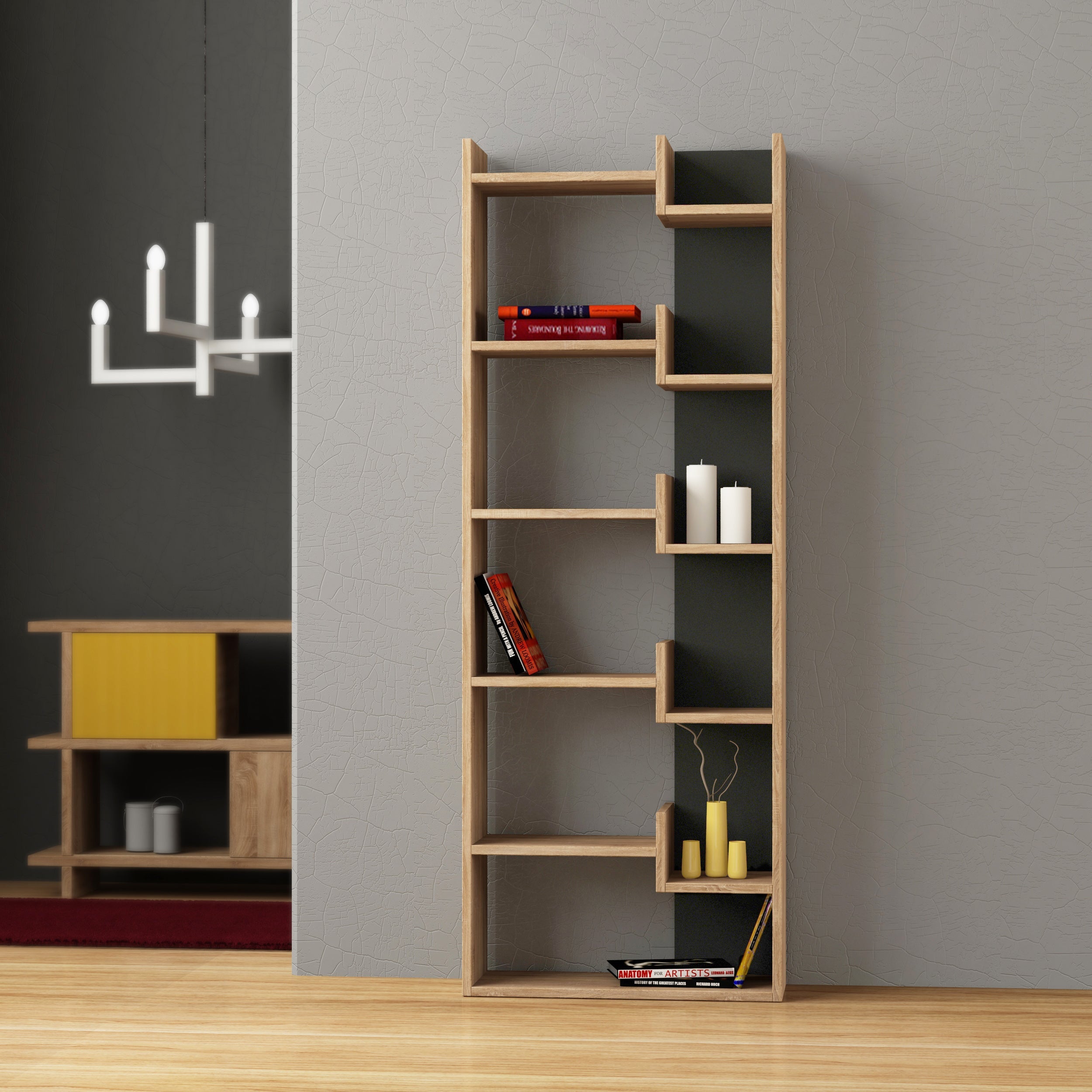 Decortieliving - Oppa Modern Bookcase Display Unit Tall 162.4cm