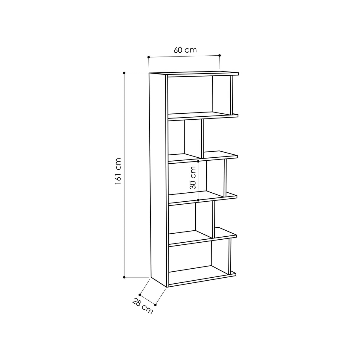 Decortieliving - Tapi Modern Bookcase Display Unit Room Separator Set Of 2 Tall 159cm
