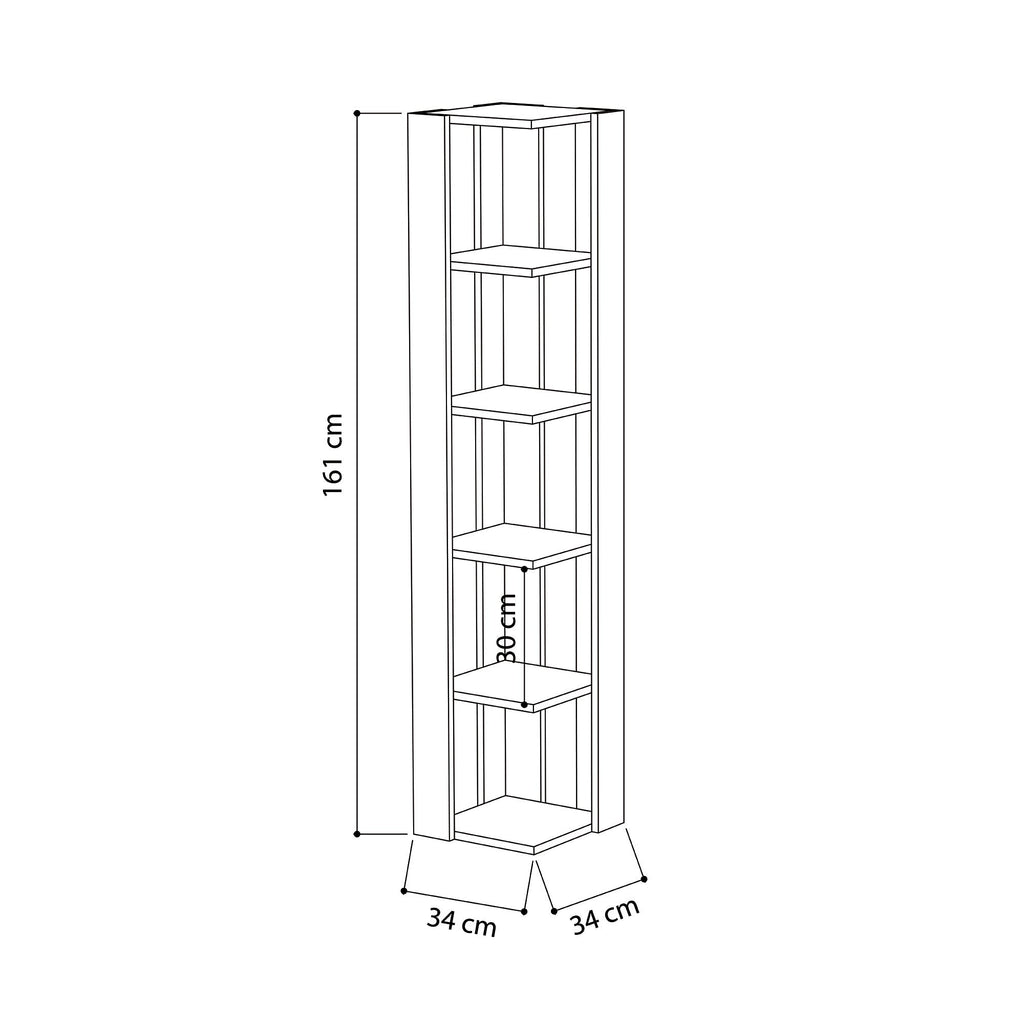 Decortieliving - Nati Modern Corner Bookcase Display Unit Tall 161cm
