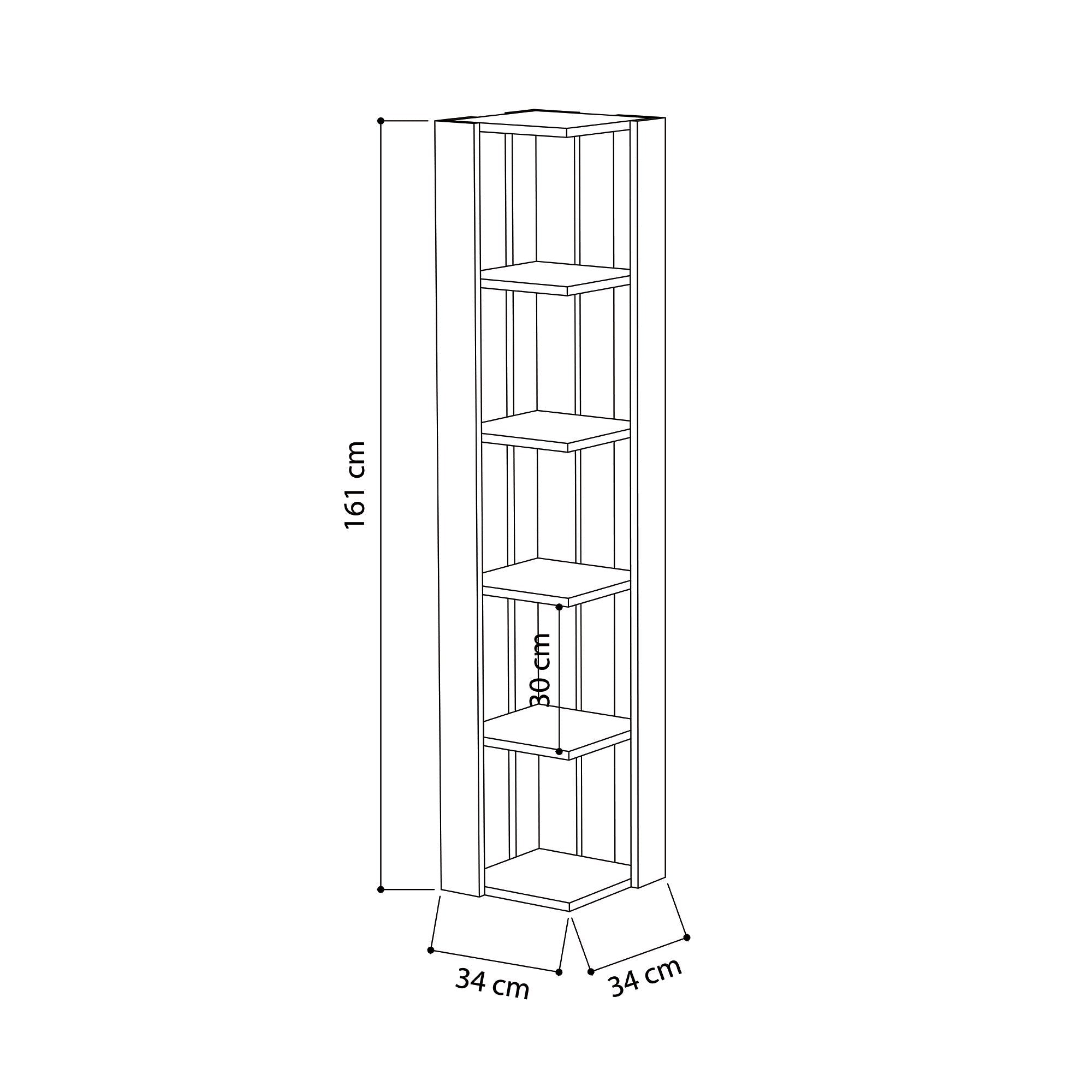 Decortieliving - Nati Modern Corner Bookcase Display Unit Tall 161cm