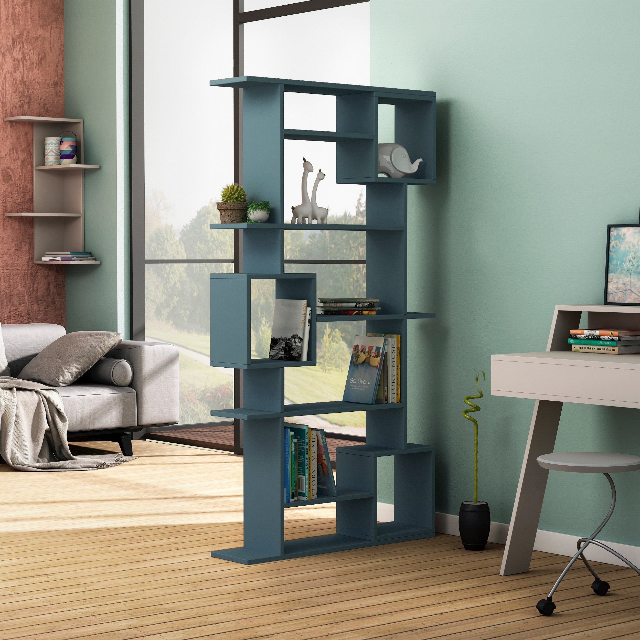 Decortieliving - Soto Modern Bookcase Display Unit Tall 173cm