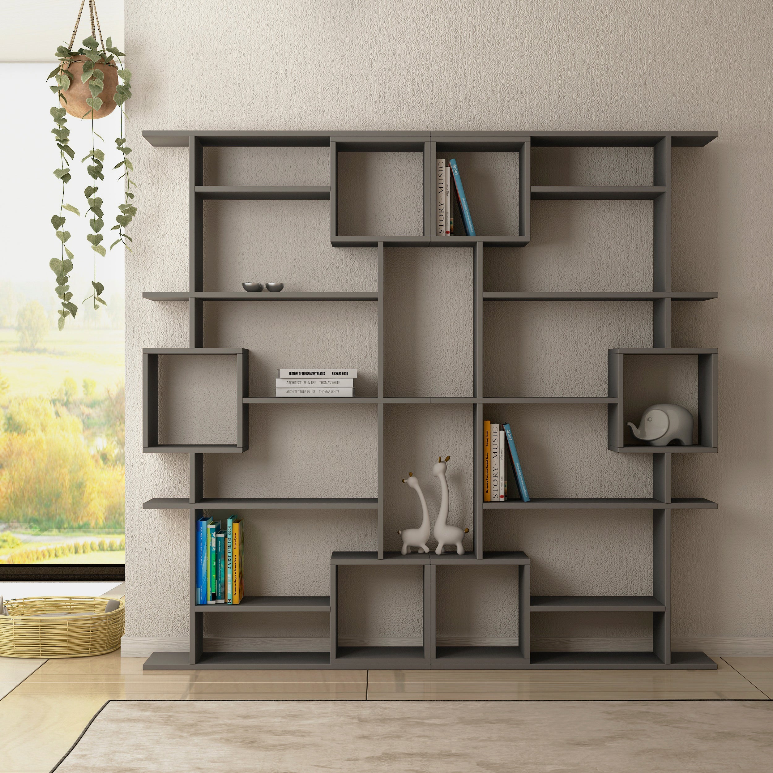Decortieliving - Soto Modern Bookcase Display Unit Tall 173cm