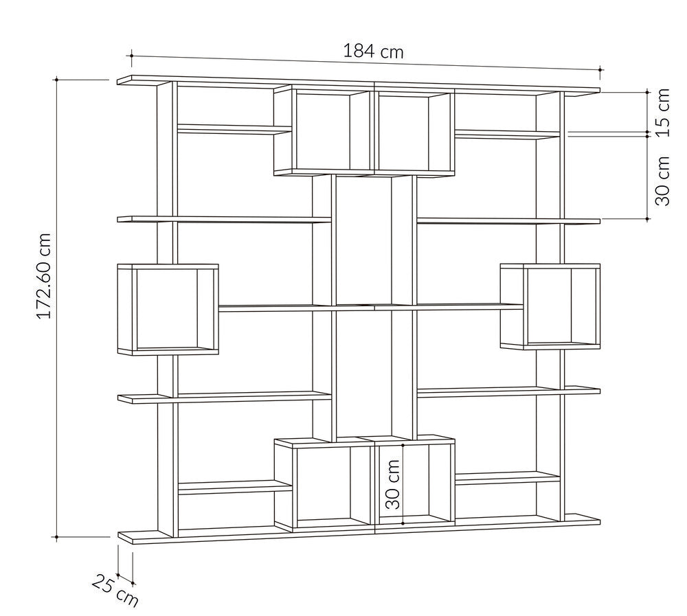 Decortieliving - Soto Modern Bookcase Display Unit Tall 173cm