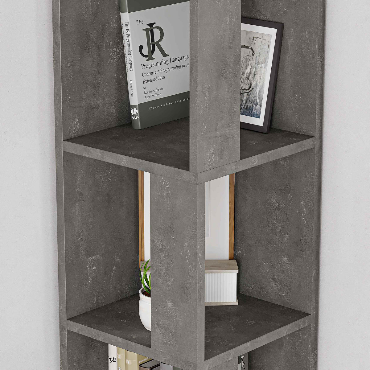 Decortieliving - Piano Modern Corner Bookcase Display Unit Tall 158.9cm