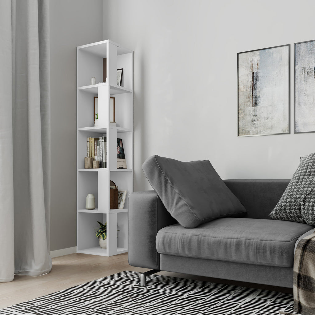 Decortieliving - Piano Modern Corner Bookcase Display Unit Tall 158.9cm