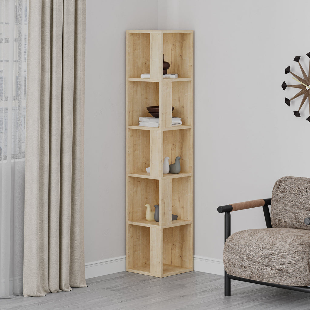 Decortieliving - Piano Modern Corner Bookcase Display Unit Tall 158.9cm