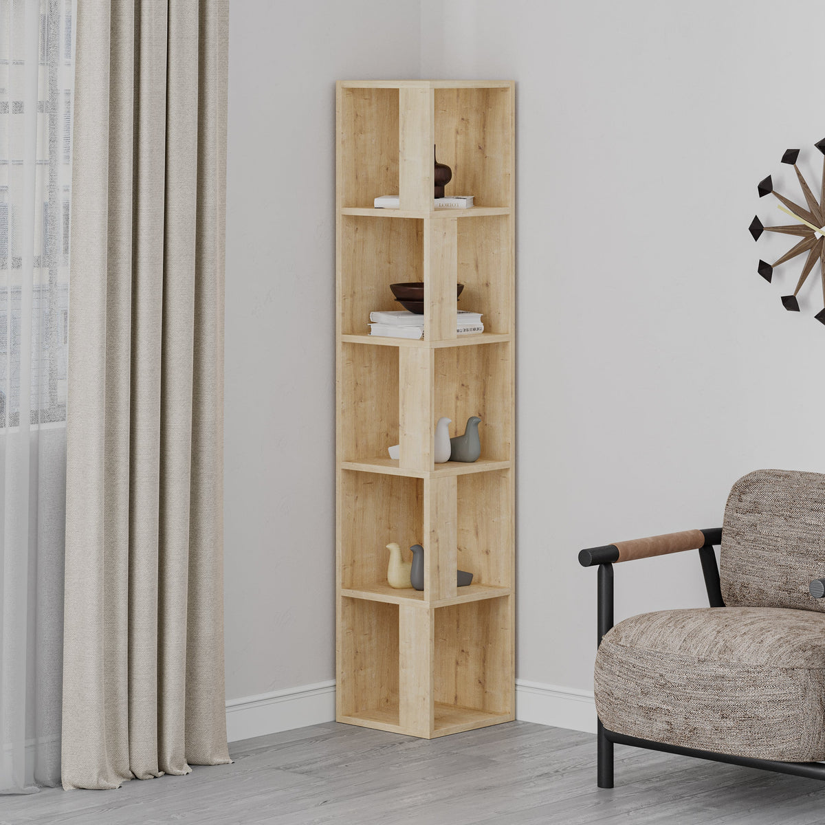 Decortieliving - Piano Modern Corner Bookcase Display Unit Tall 158.9cm