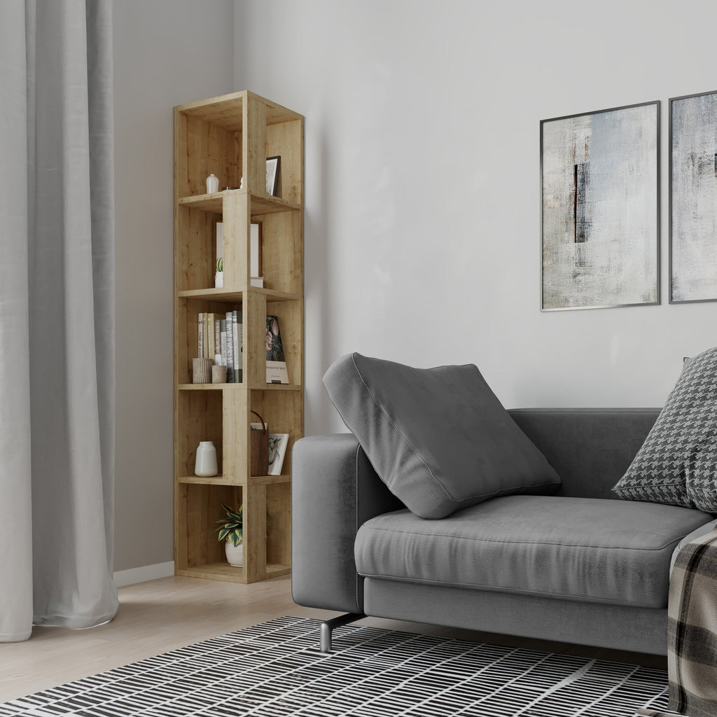 Decortieliving - Piano Modern Corner Bookcase Display Unit Tall 158.9cm