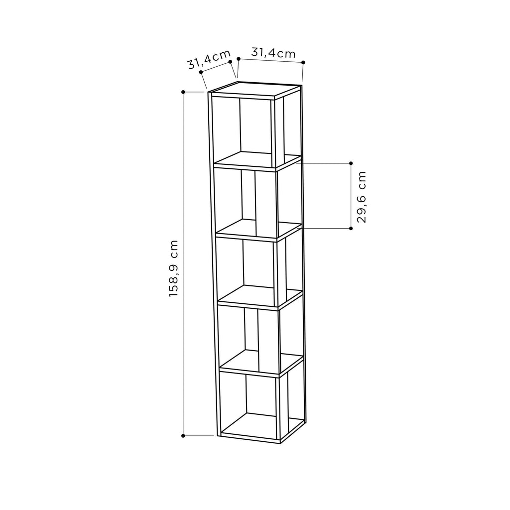 Decortieliving - Piano Modern Corner Bookcase Display Unit Tall 158.9cm