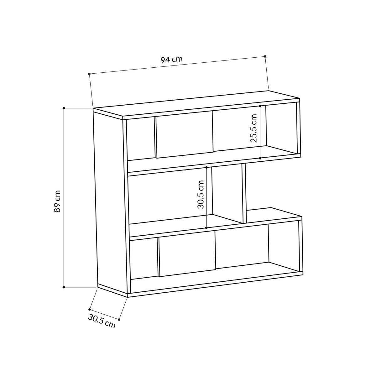 Decortieliving - Molly Modern Bookcase Display Unit No.1 Short 89cm