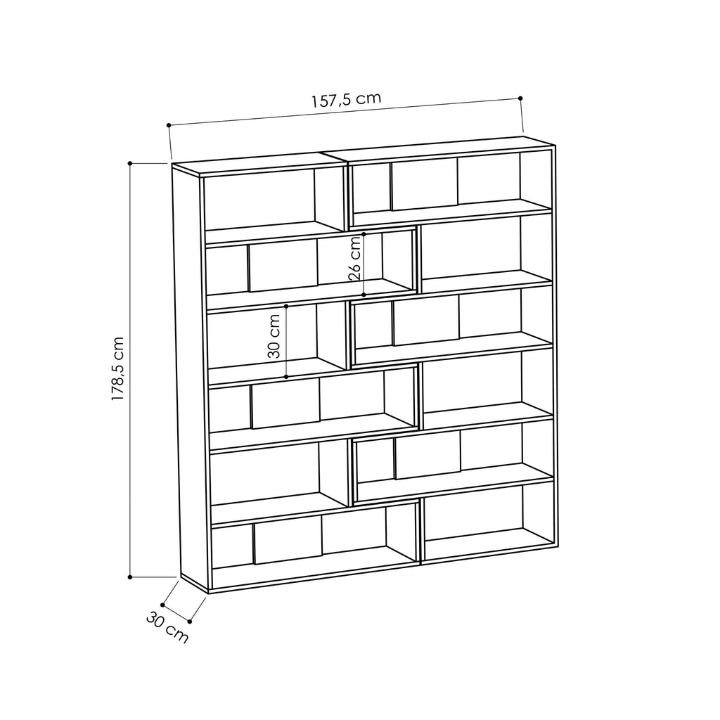 Decortieliving - Molly Modern Corner Multipurpose Bookcase Display Unit No.4 Tall 179 cm