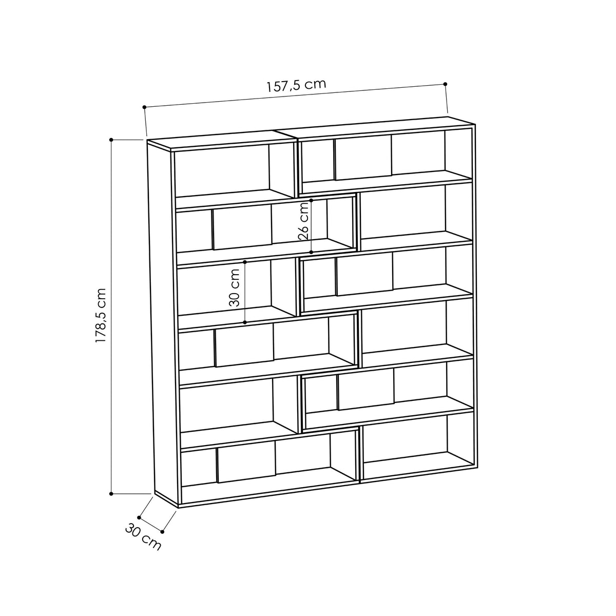 Decortieliving - Molly Modern Corner Multipurpose Bookcase Display Unit No.4 Tall 179 cm