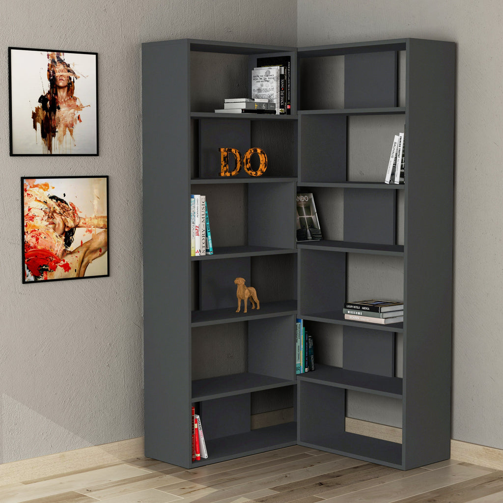 Decortieliving - Molly Modern Corner Multipurpose Bookcase Display Unit No.4 Tall 179 cm