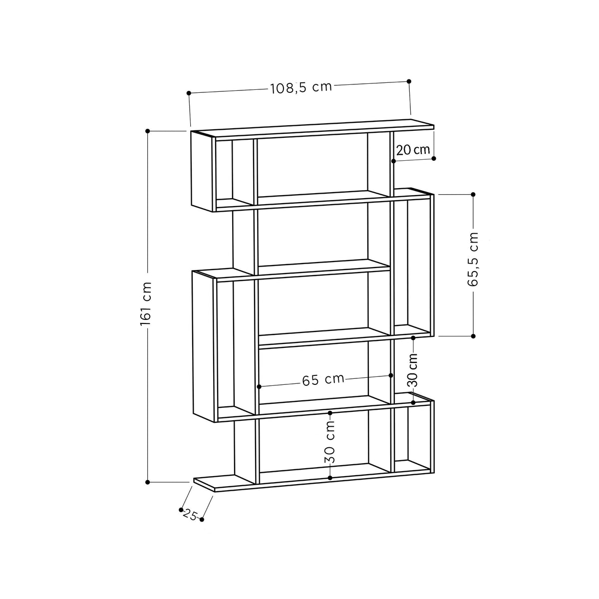 Decortieliving - Mito Modern Bookcase Display Tall 161cm