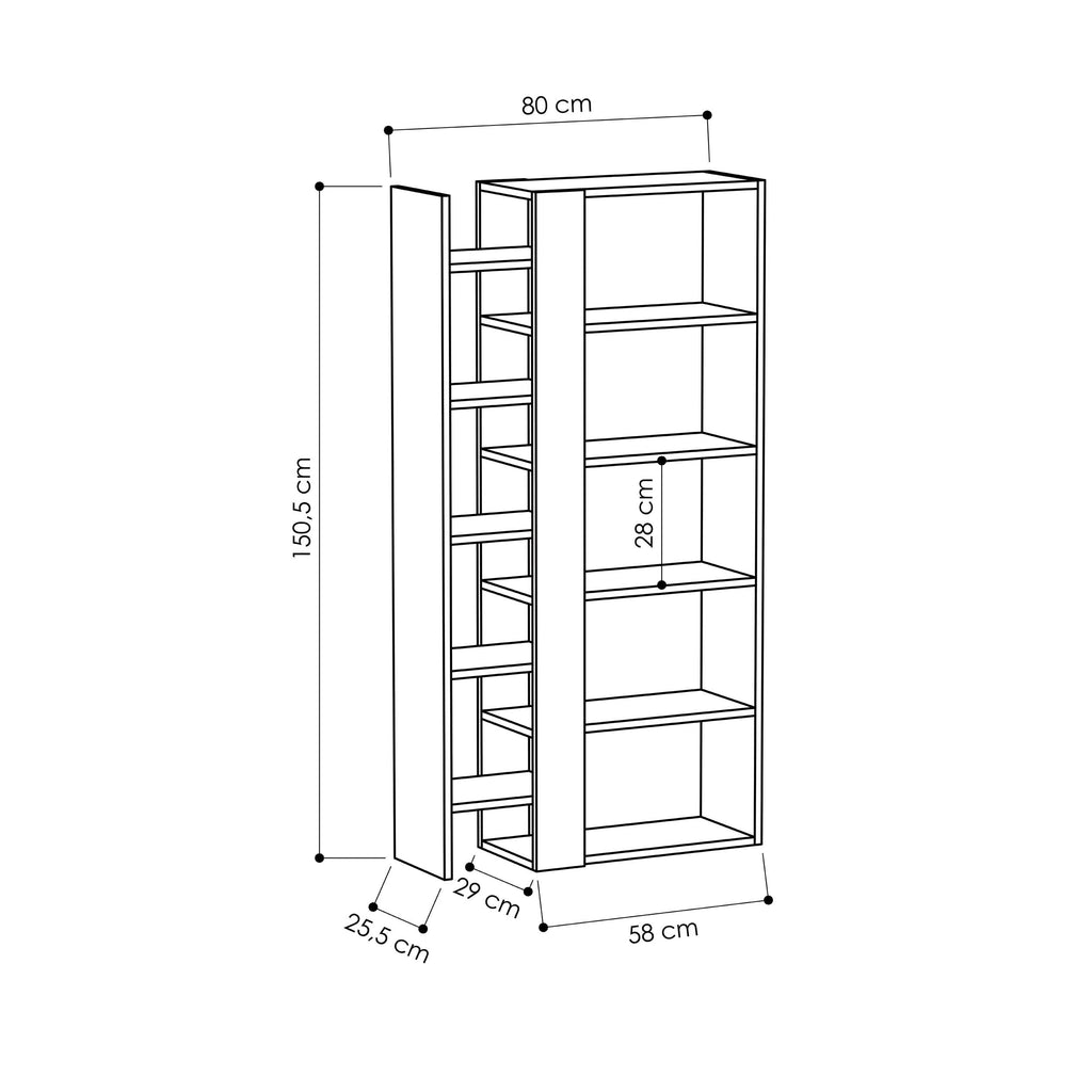 Decortieliving - Lift Modern Bookcase Display Unit Tall 150.5cm